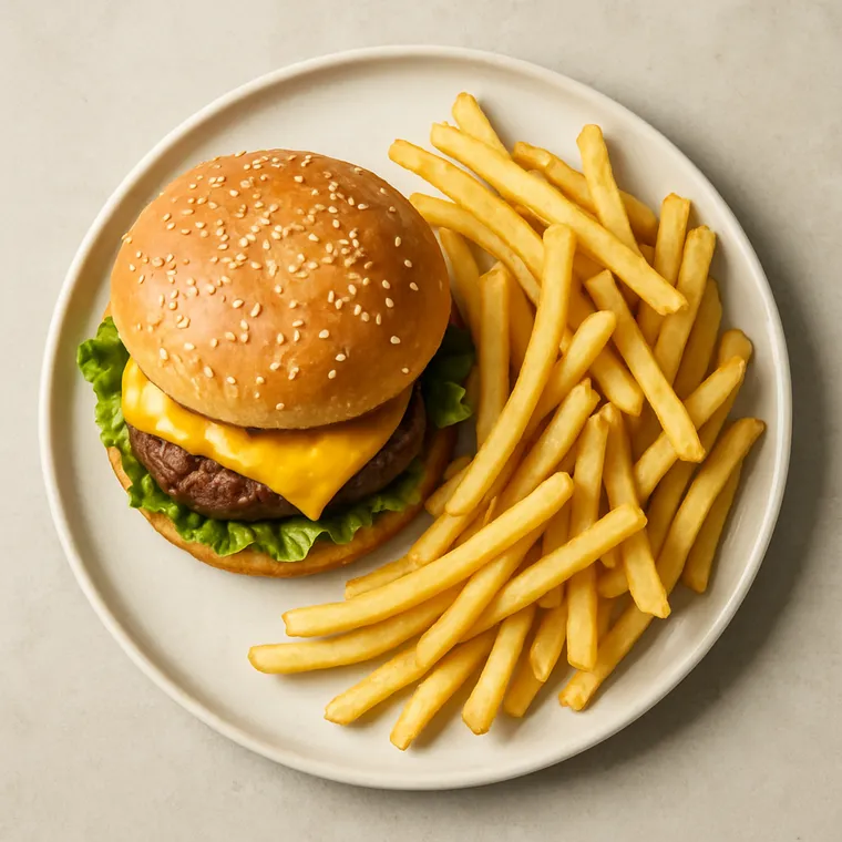 Burger & full fries, as planned